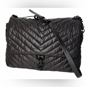 Rebecca Minkoff Edie Nylon Jumbo Shoulder Bag in Black Quilted Lightweight Purse
